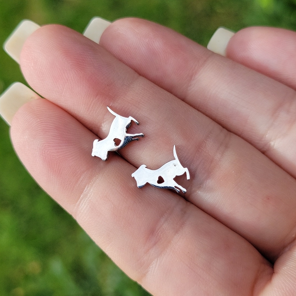 Pitbull Silhouette Stud Earrings, stainless steel, unisex - Picture 1 of 5